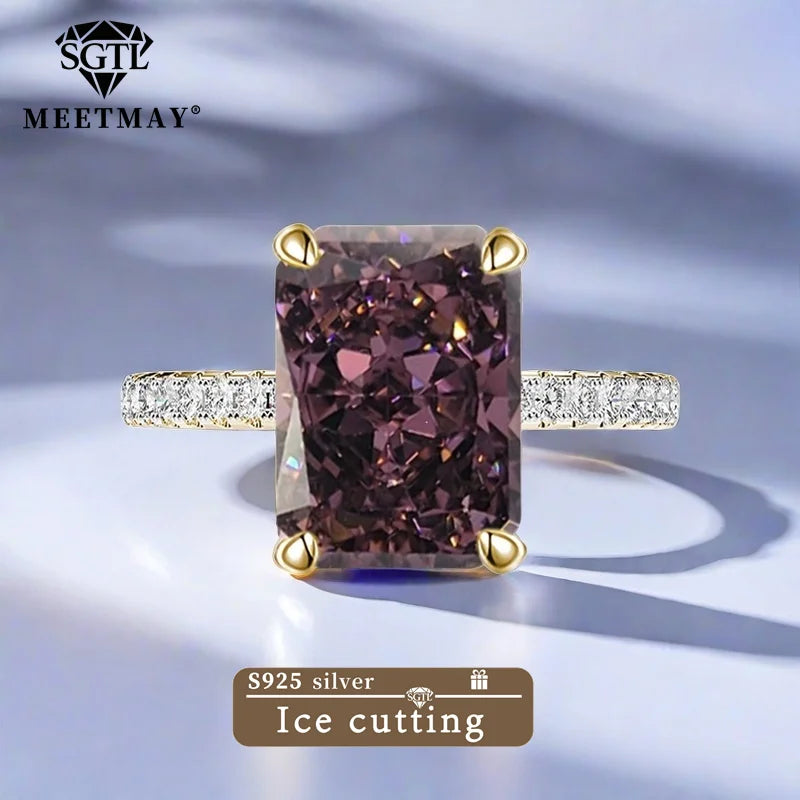 S925 Sterling Silver Tanzanite Blue Zircon Sparkle 5A Good Quality Ice Cut High Carbon Diamond Ladies Ring Fine Jewelry Women