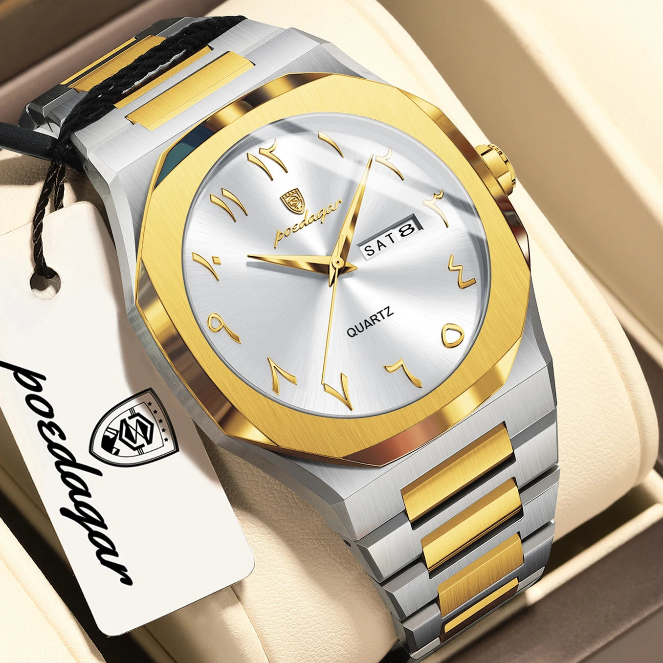 POEDAGAR Luxury Fashion Men's Clock Waterproof Week Date Male Watch Quartz Stainless Steel Business Watches For Man Reloj Hombre