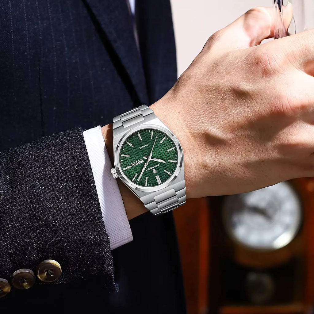POEDAGAR Top Original Quartz Men Clock Waterproof Luminous Stainless Steel Man Wristwatch Date Week Business Men's Watches Reloj