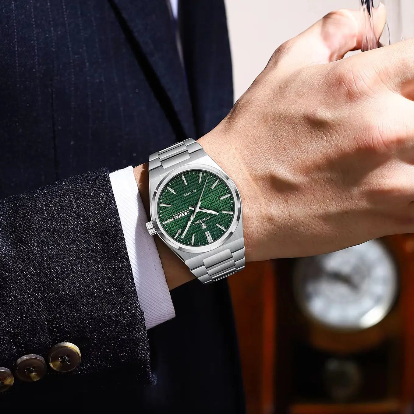 POEDAGAR Top Original Quartz Men Clock Waterproof Luminous Stainless Steel Man Wristwatch Date Week Business Men's Watches Reloj