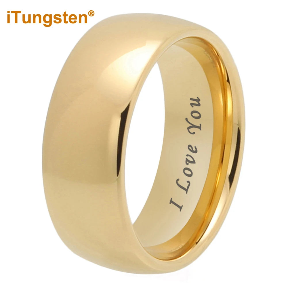 iTungsten 4/5/6/7/8/10mm Tungsten Carbide Ring Men Women Couple Wedding Band I Love You Engraved Comfort Fit