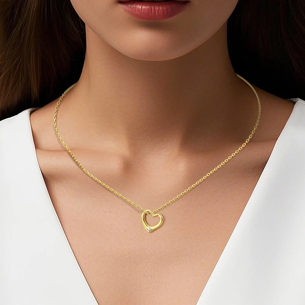 Love Shape Moissanite Pendant 14K Gold Lightweight Hollow Craft  Design Romantic Valentine's Gift for Women Anniversary Jewelry