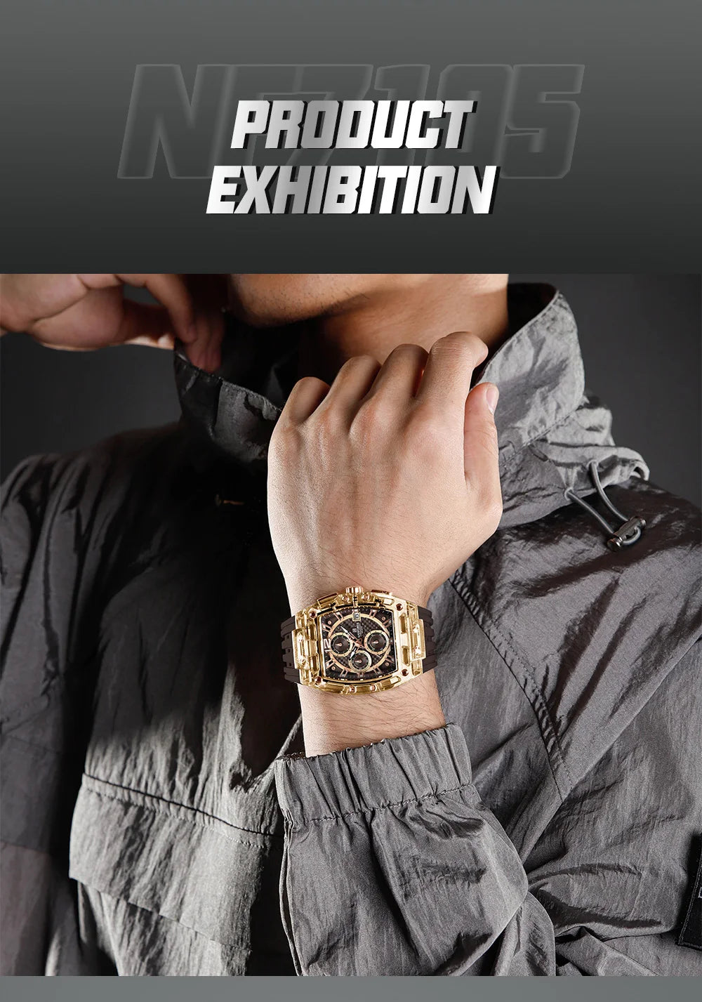 High Quality NAVIFORCE Watches for Man Silica Strap 50M Waterproof Sport Male Clock Casual Quartz Date Display Men's Chronograph