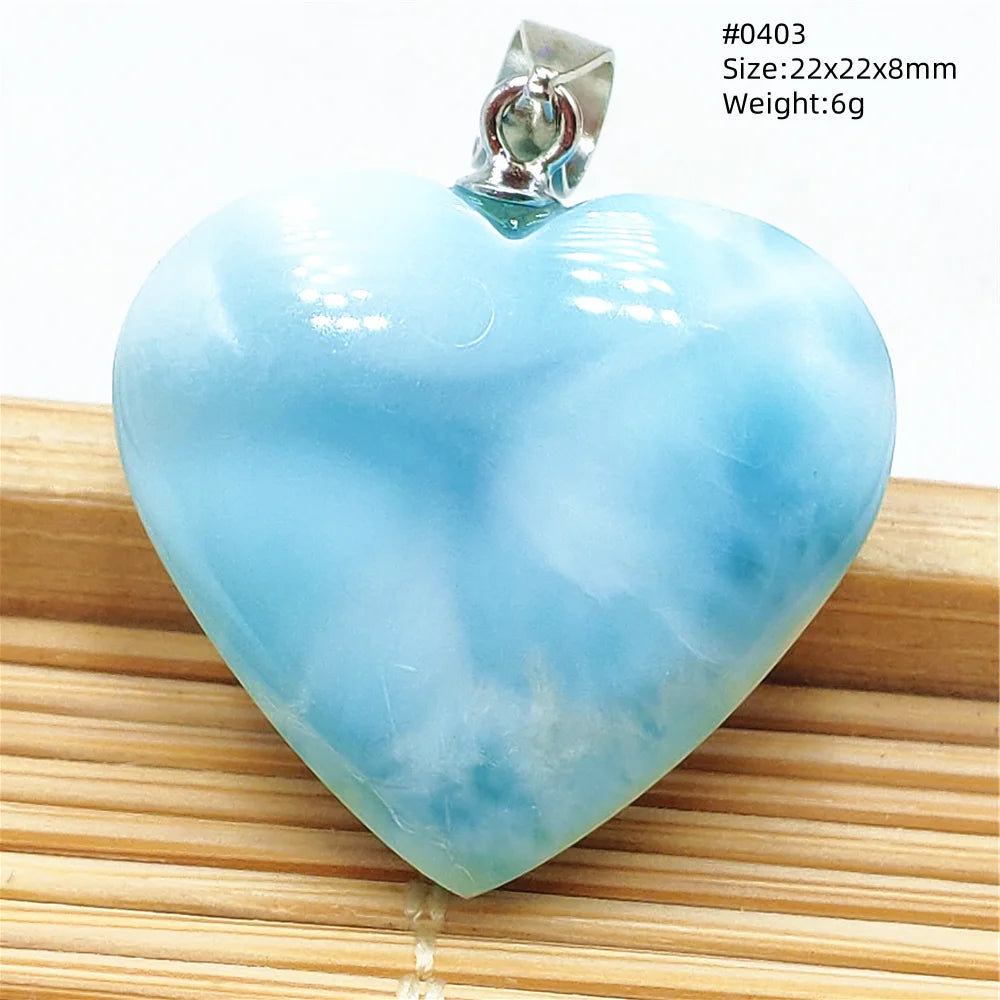 Natural Blue Larimar Heart Pendant Necklace Gemstone Women Men Larimar 17.5*19mm 18K Gold Love Larimar Fashion Jewelry AAAAAA