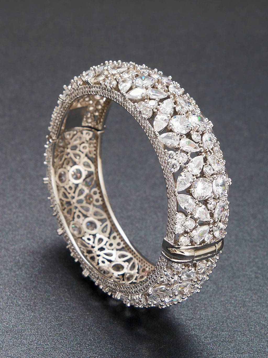 JRH African Style Bangle Bracelet with Shiny Zircon Stones Perfect Gift for Parties And Proposal Occasions Jewelry Accessory