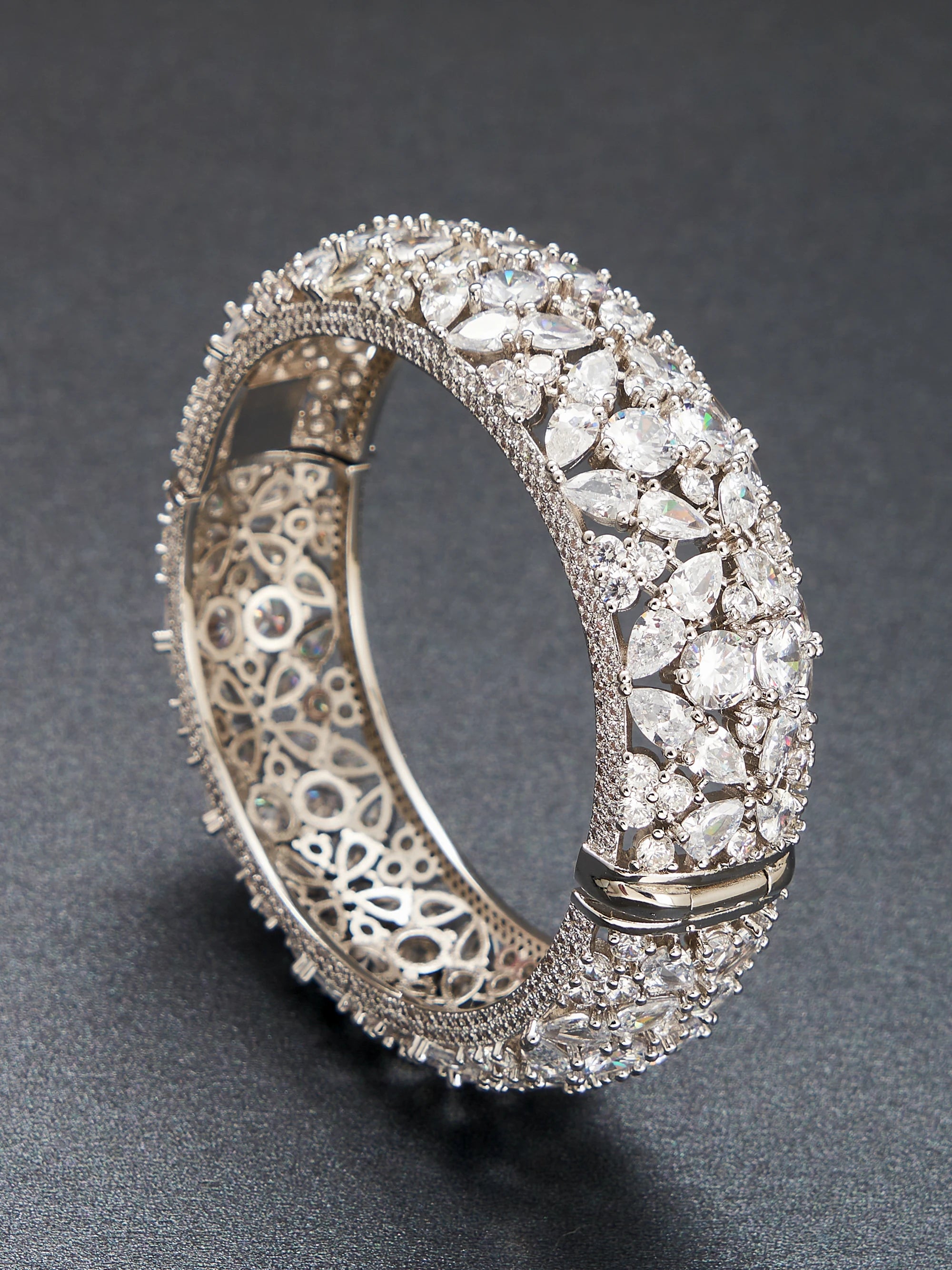 JRH African Style Bangle Bracelet with Shiny Zircon Stones Perfect Gift for Parties And Proposal Occasions Jewelry Accessory