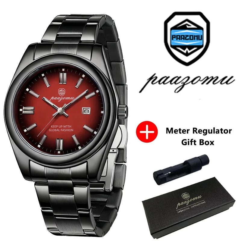 PAAZOMU Abstract Art Dial Men's Brand Authentic Trendy Fashion 2026 New High-quality Waterproof Luminous Quartz Watches Male+Box