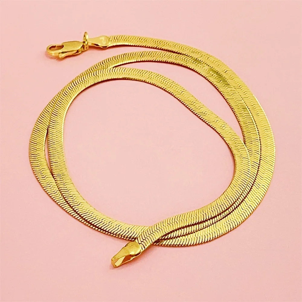 Men's & Women's 24K Gold AU999 Flat Snake Necklace - Pure gold, auspicious snake, perfect couple set, thoughtful gift