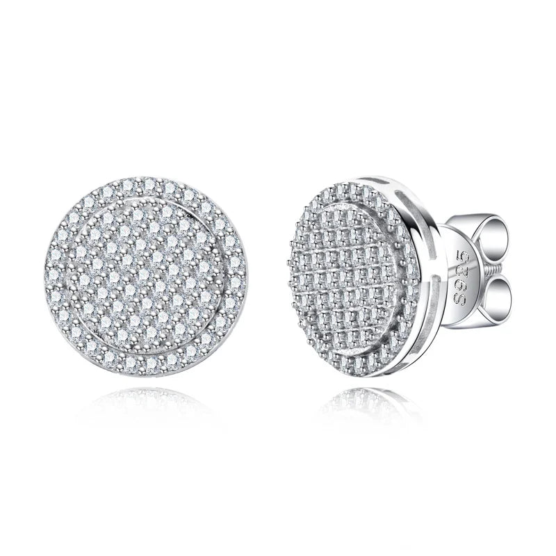 MossanRappr 0.9cttw Moissanite Bling Round Stud Earrings 925 Sterling Silver Fashion Hip Hop Jewelry Gifts for Women and Men