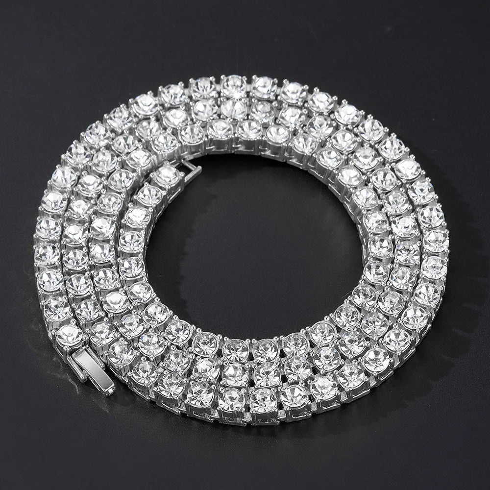 Hip Hop 3MM 4MM 5MM Tennis Chain Iced Out Necklace Men Fashion Silver Color Tennis Jewelry Women 20inch Choker Punk Gift