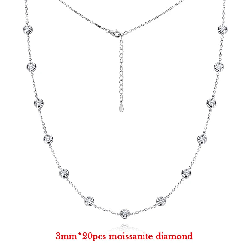 3MM Round Bubble Moissanite Diamond Tennis Neclace With 3carat Marquise Cut Pendant Neck Chain For Women 925 Silver Fine Jewelry