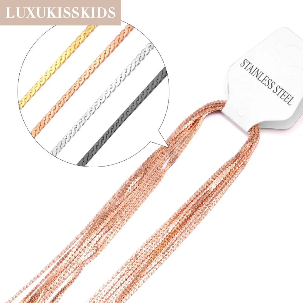 LUXUKISSKIDS 10Pcs/Lot Stainless Steel 1MM S Chains Necklace Rope Chains Fashion Choker Necklaces Wholesale Factory High Quality