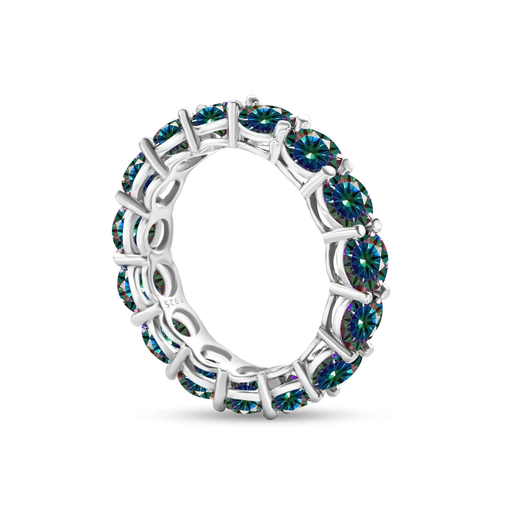 5mm 7ct Colorful Moissanite Ring 925 Sliver Plated With White Gold Wedding Band Eternity Band Engagement Rings For Women Jewelry