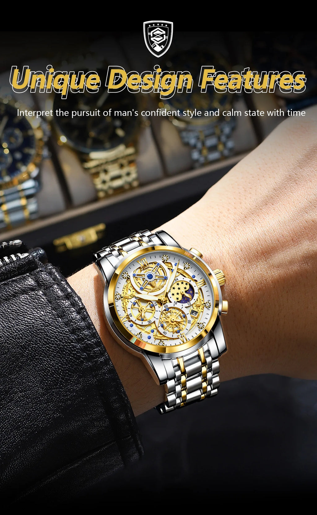 POEDAGAR Luxury Men's Quartz Watches Stainless Steel Date Chronograph Men Wristwatch Waterproof Luminous Fashion Man Watch Reloj