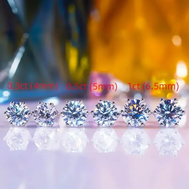 NKHOG Real 2 Carat 8mm Moissanite Stud Earrings For Women Screw Thread Ear Studs 925 Sterling Silver Jewelry Pass Diamond Test