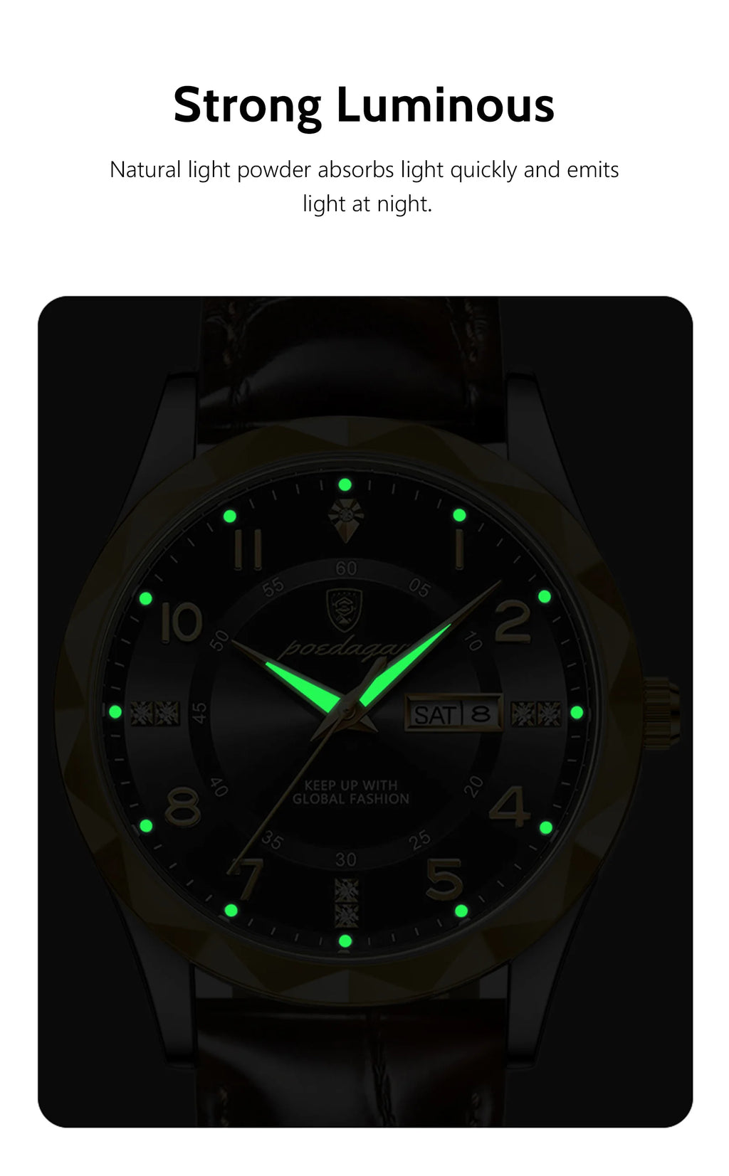 POEDAGAR Luxury High Quality Watches for Men Sport Quartz Leather Man Watch Waterproof Luminous Date Week Men's Watch Male Reloj