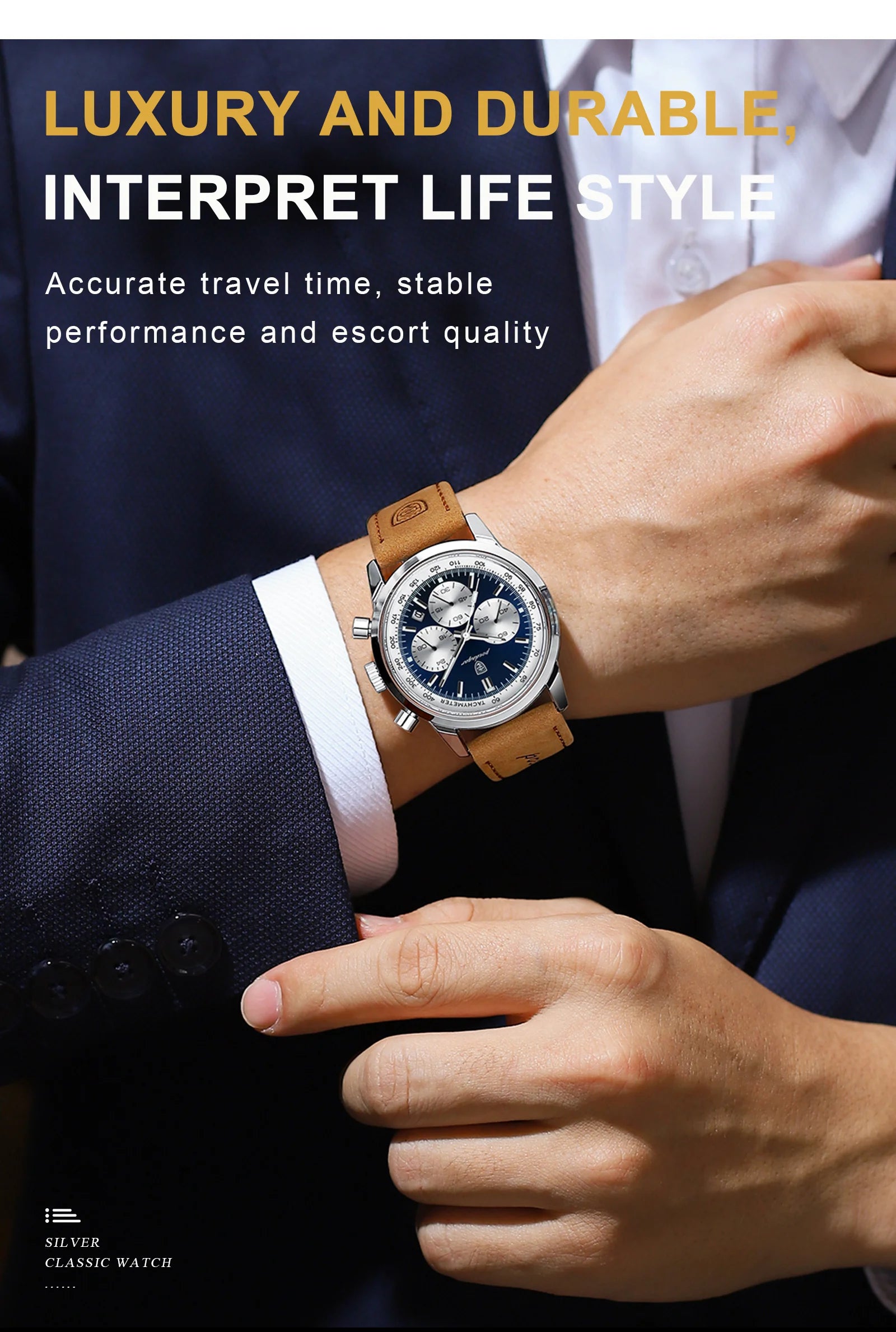 POEDAGAR Luxury Men's Quartz Wristwatch Chronograph Date Leather Man Watch Waterproof Luminous High Quality Fashion Men Watches
