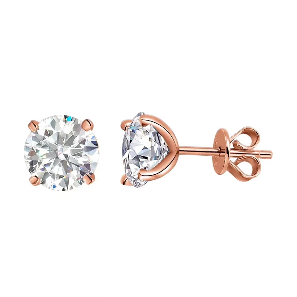 Certified 0.1-5ct Moissanite Stud Earrings for Women Man Party Sparkling 4 Claws Diamond Ear Studs 925 Sterling Silver Jewelry