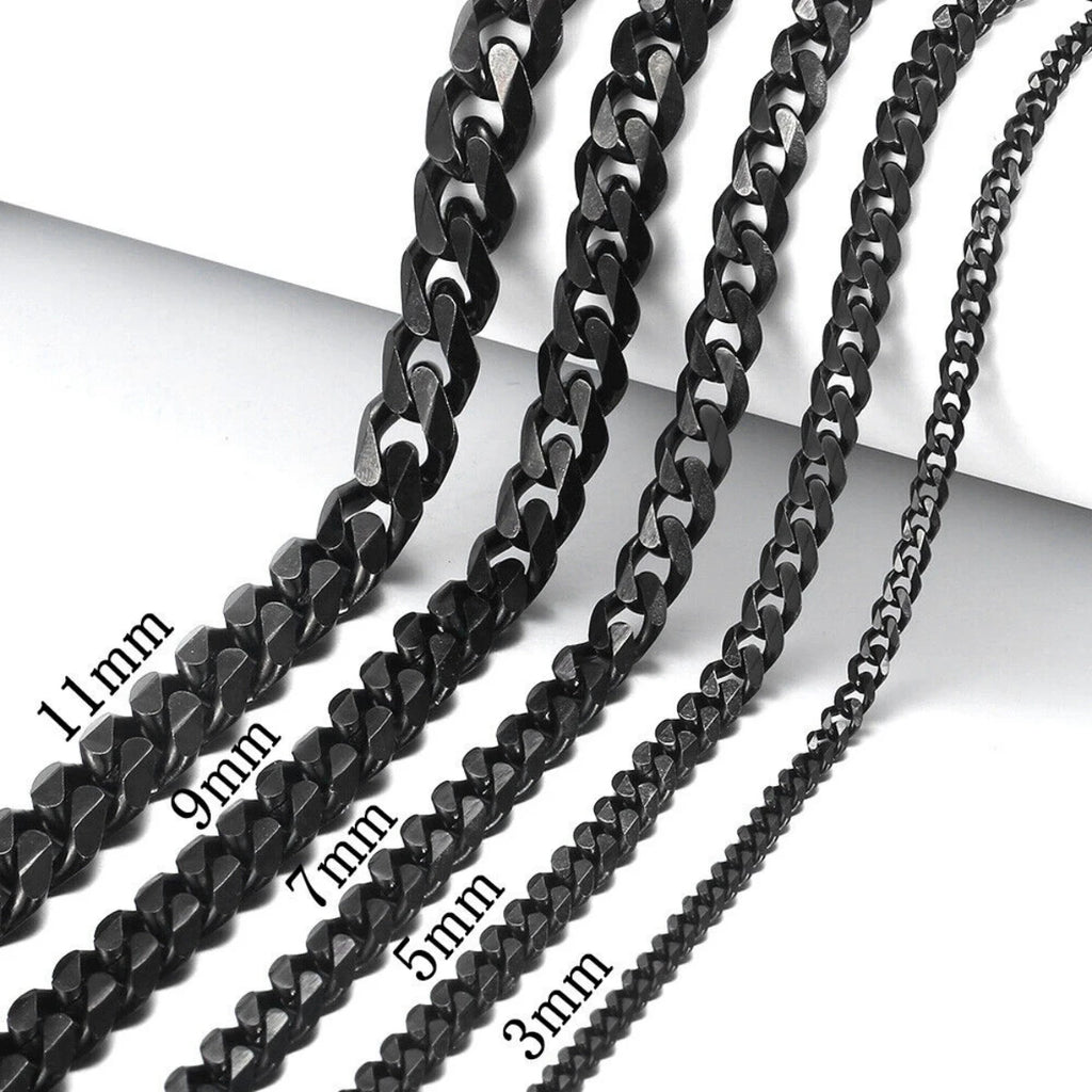 Curb Cuban Chain Necklace for Men Women Punk Stainless Steel Curb Link Chain Choker Necklace 3mm/5mm/7mm/9mm/11mm