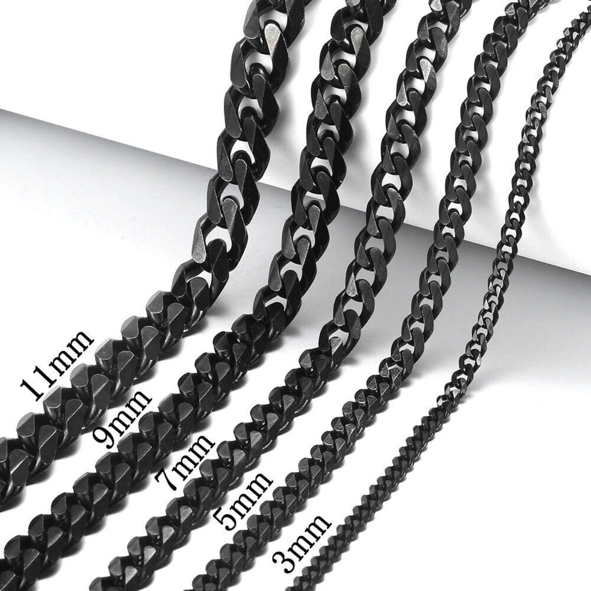 Curb Cuban Chain Necklace for Men Women Punk Stainless Steel Curb Link Chain Choker Necklace 3mm/5mm/7mm/9mm/11mm