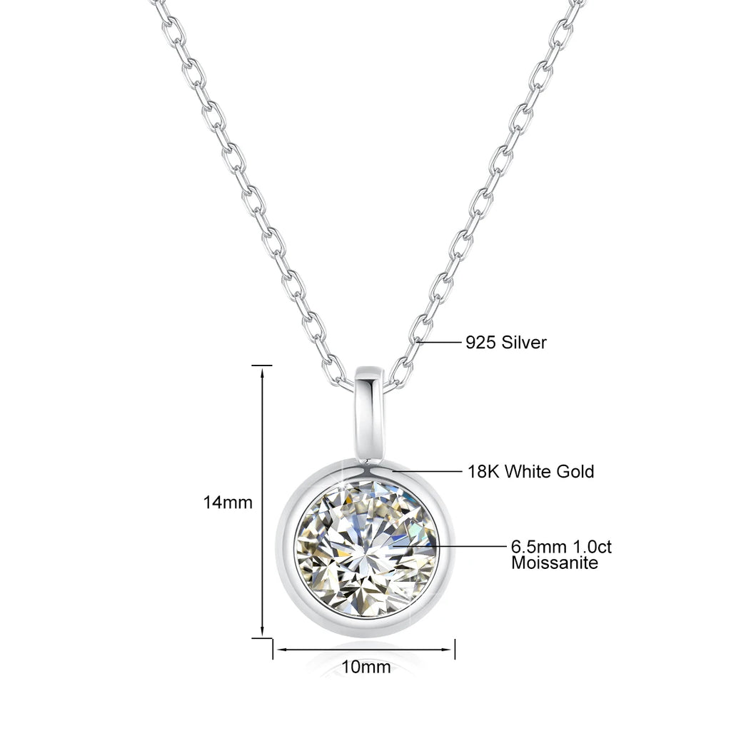 Genuine 18K Gold Moissanite Necklace 1CT AU750 Pendant Classic for Women Anniversary Party Gift Daily Wear Trendy Jewelry