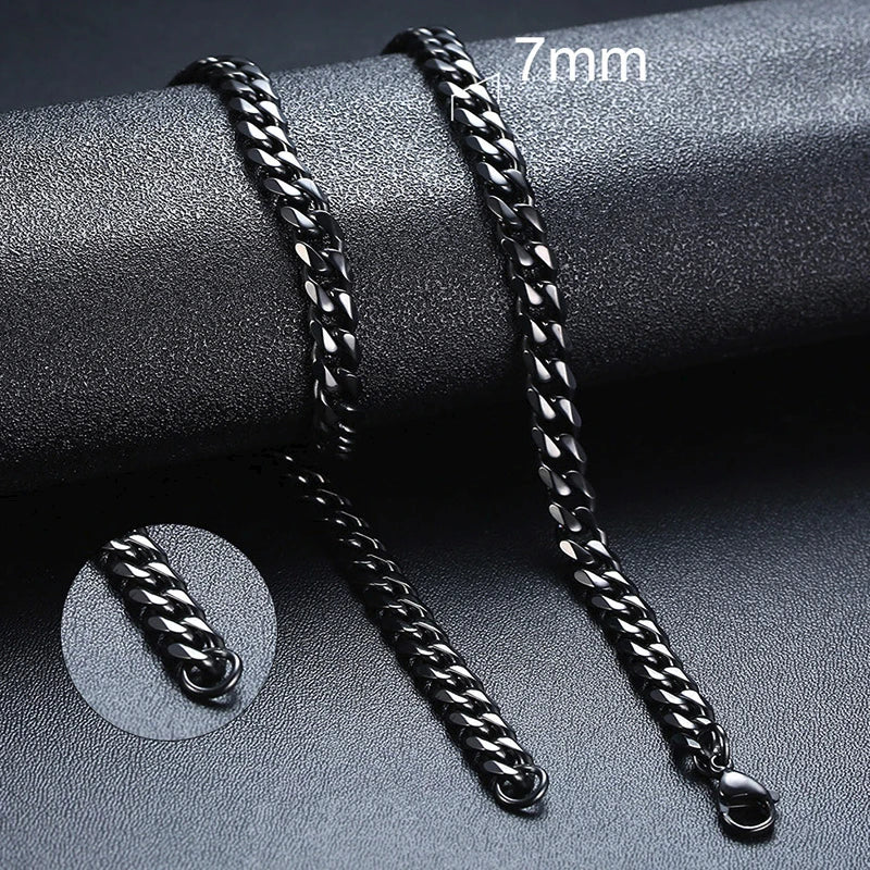 Vnox Cuban Chain Necklace for Men Women,Basic Punk Stainless Steel Curb Link Chain Chokers,Vintage Gold Color Solid Metal Collar
