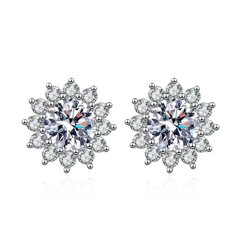 1.0 Ctx2 Pcs D Color VVS Women Moissantie Stub Earring 925 Sterling Silver Female Jewelry Women's Wedding Party Dating Gift