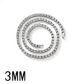 Hip Hop 3MM 4MM 5MM Tennis Chain Iced Out Necklace Men Fashion Silver Color Tennis Jewelry Women 20inch Choker Punk Gift