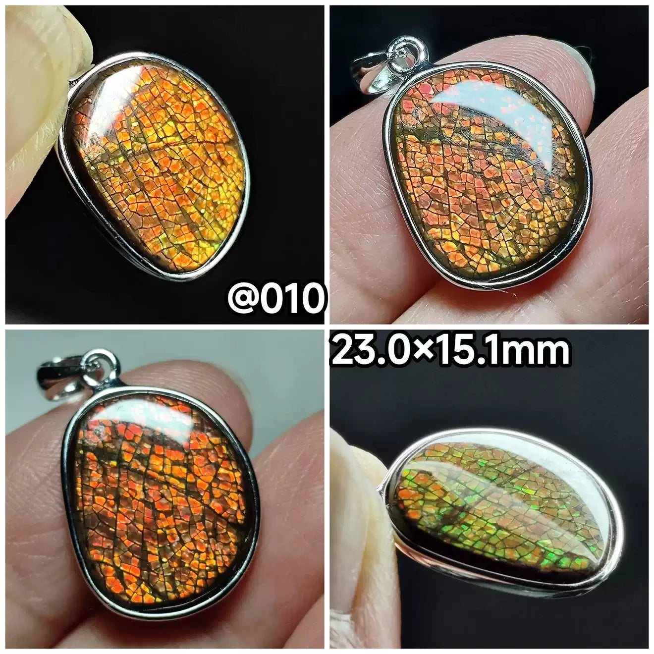 Natural Red Ammonite Ammolite Pendant Light Gemstone Green Ammolite 925 Sterling Silver Women Men Canada Necklace AAAAA