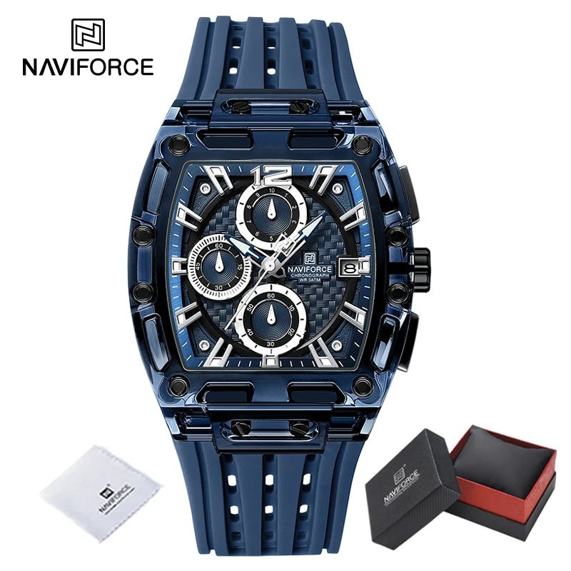 High Quality NAVIFORCE Watches for Man Silica Strap 50M Waterproof Sport Male Clock Casual Quartz Date Display Men's Chronograph