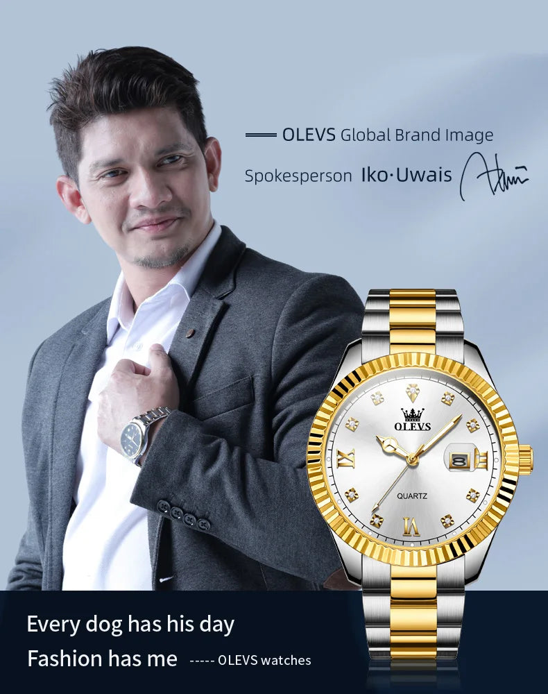 OLEVS 3623  Mens Watch Original Business Luxury Simple Brand Quartz Watch Waterproof Luminous Watch For Man Automatic Date Reloj
