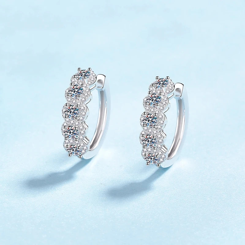 Daughter Adult's 18K White Gold Hoop Earrings Birthday Gift 1CT Moissanite Diamond Girl Valentine's Day Women Wedding Jewelry