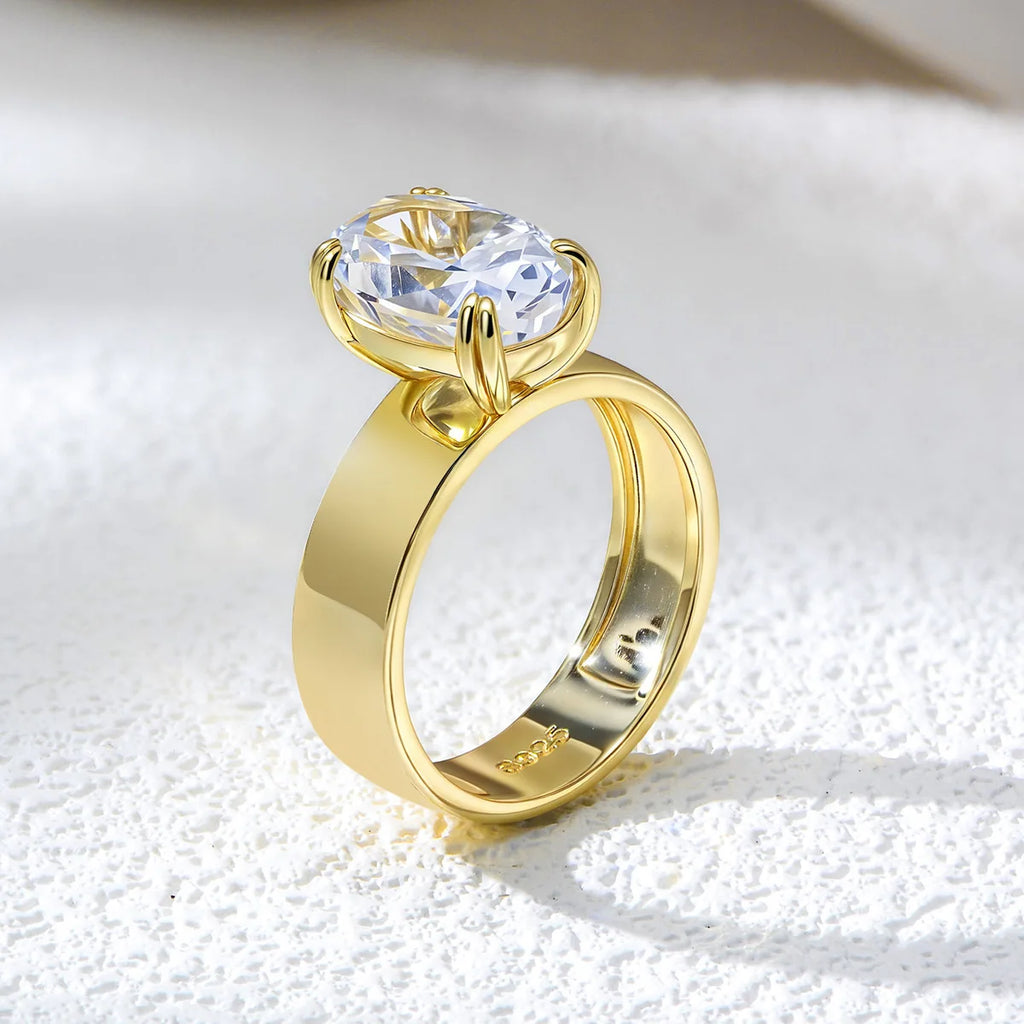 CEICI 4.5CT Oval Cut Moissanite Rings S925 Silver Plated 18K Gold Solitaire Diamond Wedding Band For Women Men Fine Jewelry