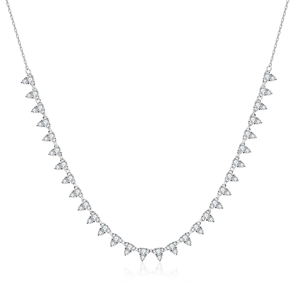 KNOBSPIN 2mm/3mm D Color Moissanite Tennis Necklace s925 Sterling Silver 18inch Chain, Wedding Necklaces for Women Fine Jewelry