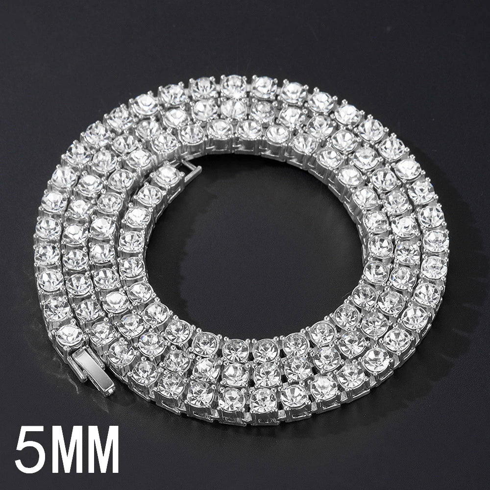 Hip Hop 3MM 4MM 5MM Tennis Chain Iced Out Necklace Men Fashion Silver Color Tennis Jewelry Women 20inch Choker Punk Gift