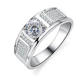 Real 1.0 Carat Moissanite Ring For Men Pure Solid 18K White Gold Rings D Color Diamond Engagement Wedding Ring Jewelry Gift