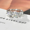 IOGOU 14k Gold Filled Three Stone Ring 8mm&6.5mm D Color Round Moissanite Certified Engagement Wedding Jewelry for Women Rings