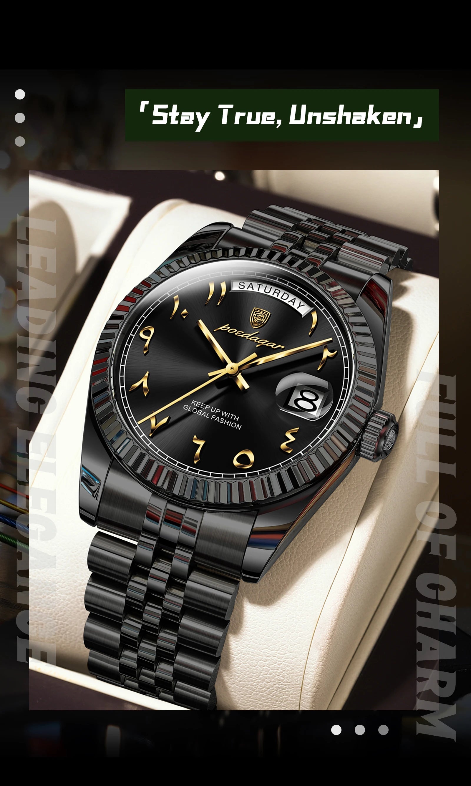 POEDAGAR Business Casual Male Clock Waterproof Date Week Fashion Men's Watch Stainless Steel Quartz Watches For Men Reloj Hombre
