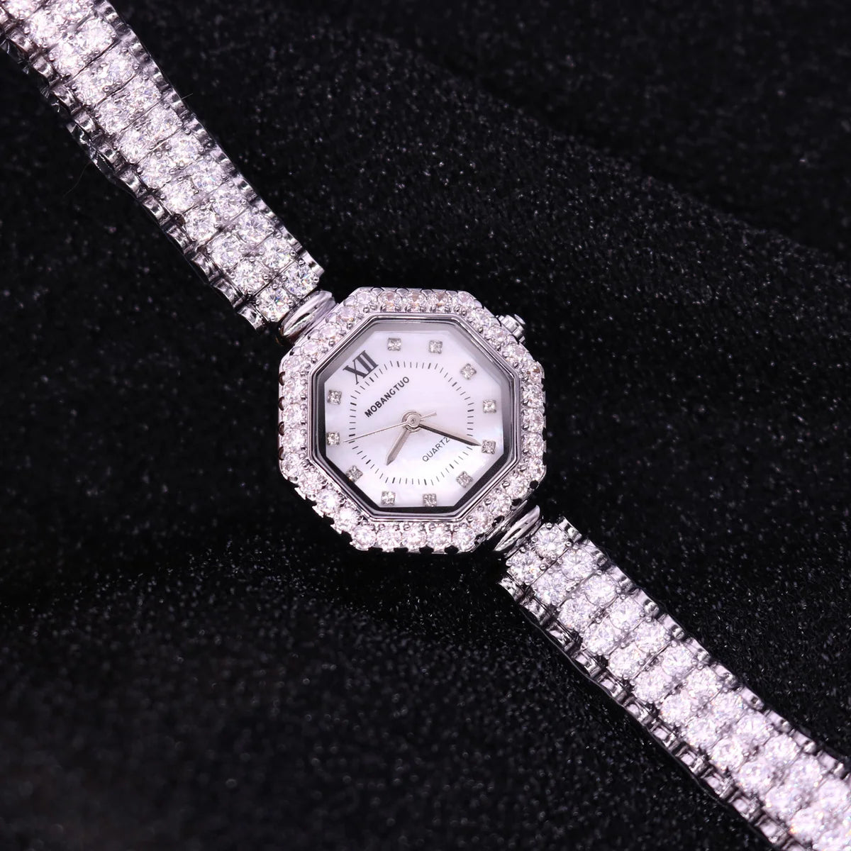Royal Crown Women's Watch Japan Quartz Hours Fine Fashion Bracelet Jewelry Band Shell Luxury Rhinestones Girl Birthday Gift