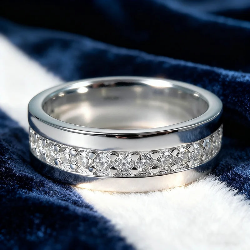 HORRIPAL D VVS1 Moissanite Ring for Men Woman 100% S925 Sterling Silver GRA Certified Party Band Waterproof Hiphop Cuban Jewelry
