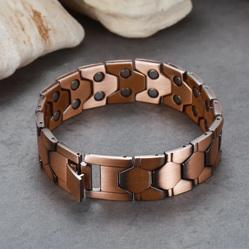 ARADOO Pure Copper Magnetic Bracelets for Men with Double-Row Strong Magnets Bracelet Jewelry Gifts