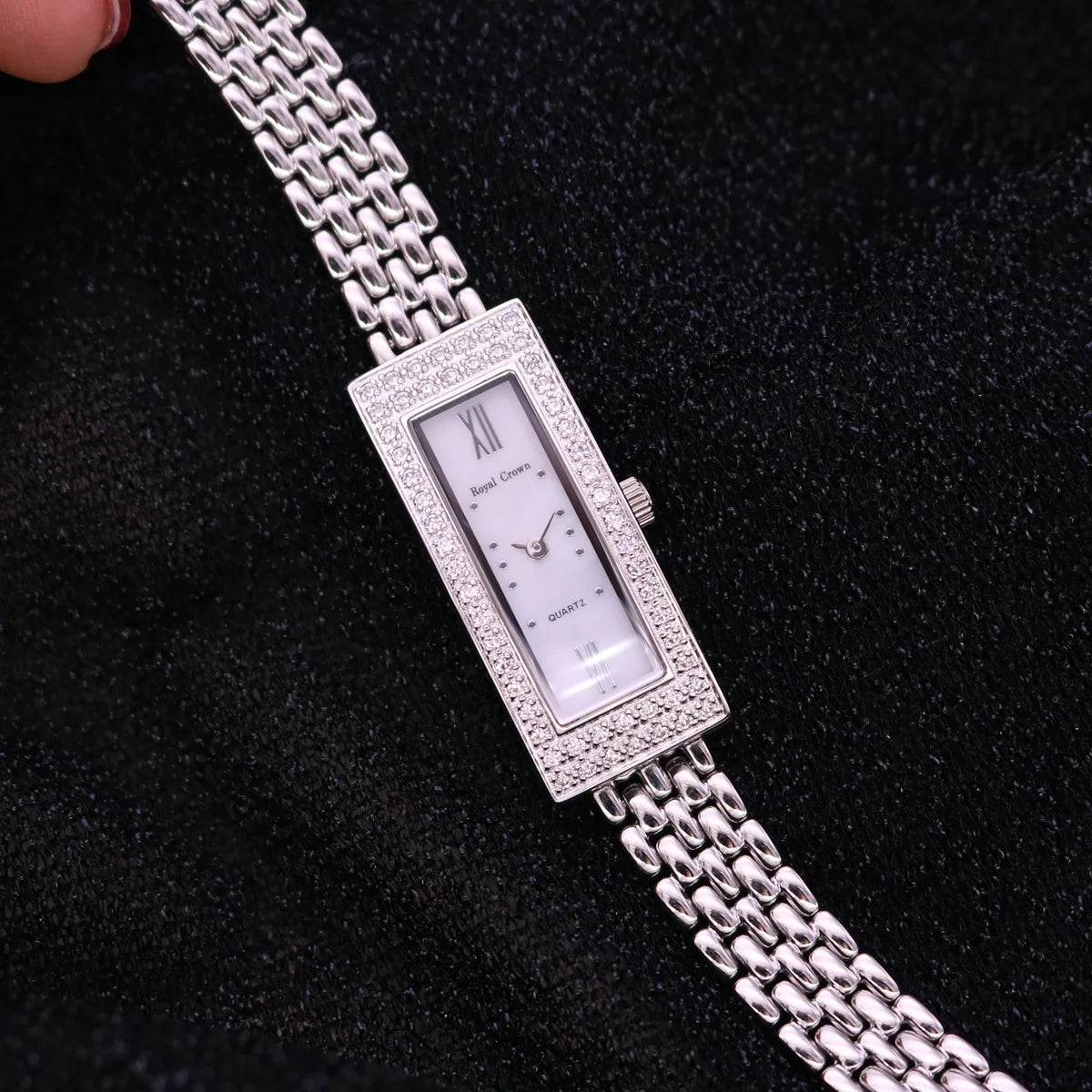 Royal Crown Women's Watch Japan Quartz Hours Fine Fashion Bracelet Jewelry Band Shell Luxury Rhinestones Girl Birthday Gift