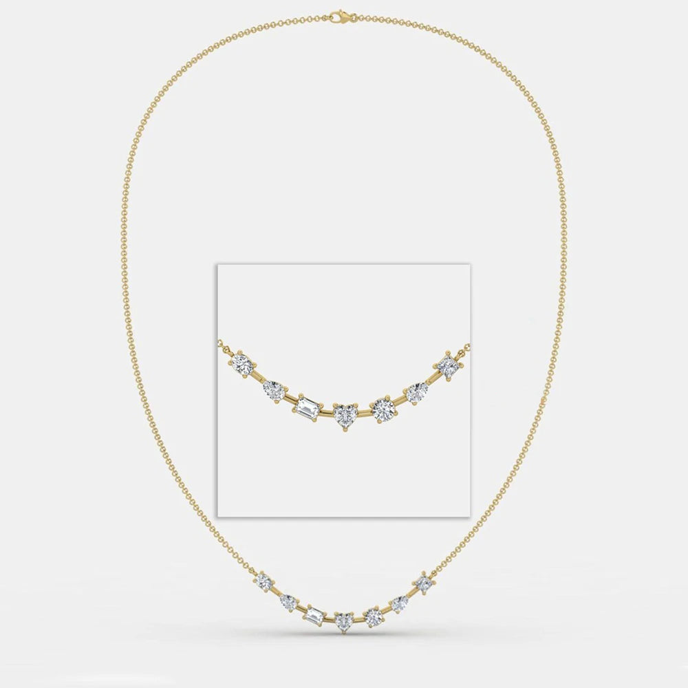 3.5cttw Multi Cut Moissanite Diamond Chain Necklace For Women Curved Shape Seven Stone Necklace S925 Silver Daily Wear Jewelry