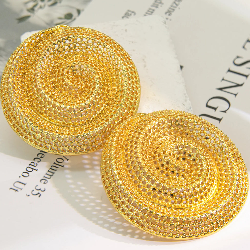 YTJX Hollow Circular Rotating Geometric Big Earrings Exaggerated Jewelry Accessories Daily Wear As Valentine's Day Gift For Wome