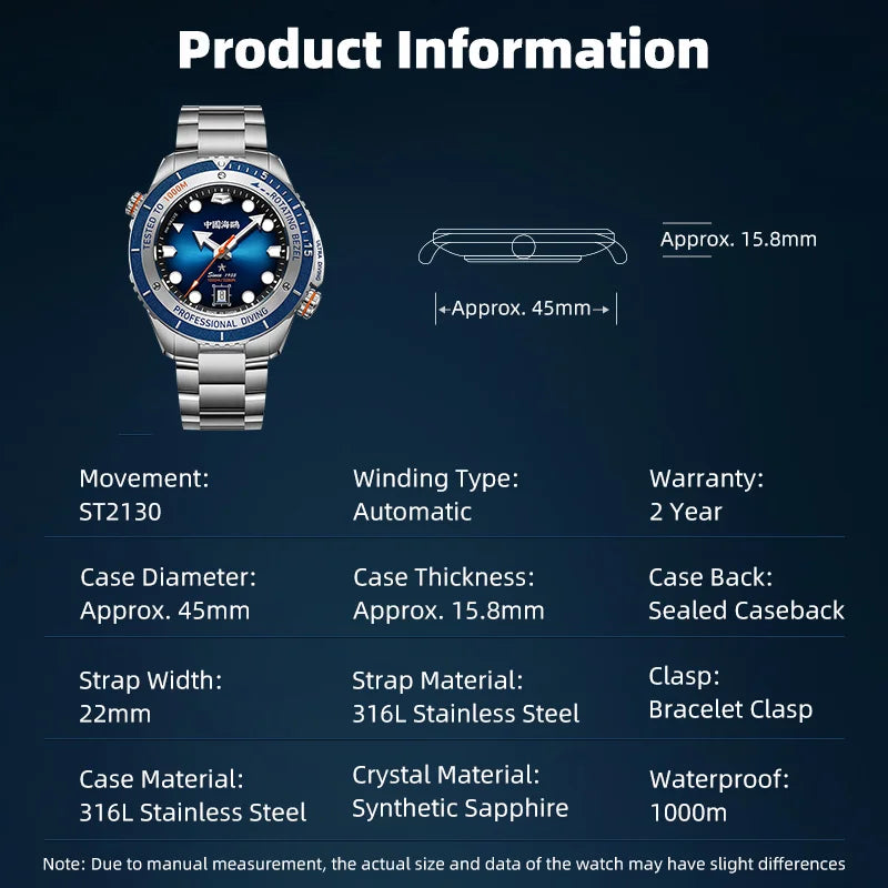 Seagull 1000M Waterproof Men's Diving Watch Helium Valve Integrated Ultra Diving Series Automatic Mechanical Watch Luxury 1217