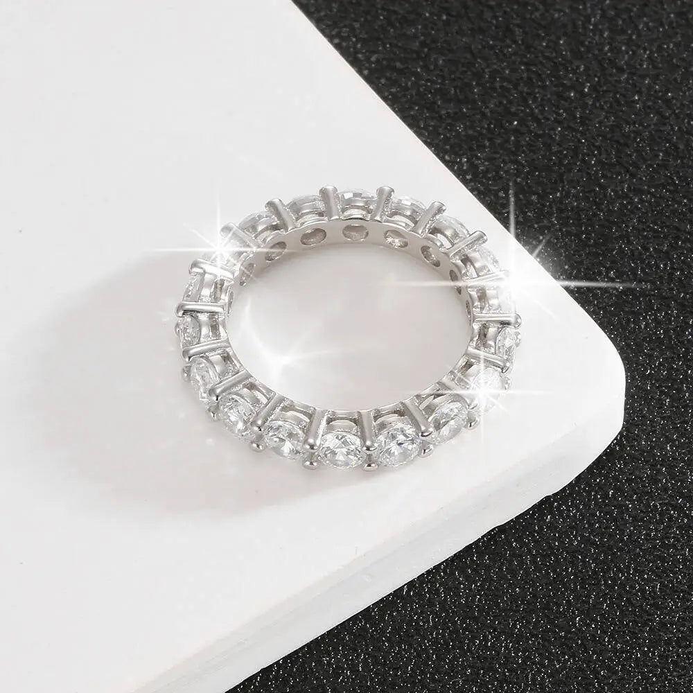 5mm 7ct Colorful Moissanite Ring 925 Sliver Plated With White Gold Wedding Band Eternity Band Engagement Rings For Women Jewelry