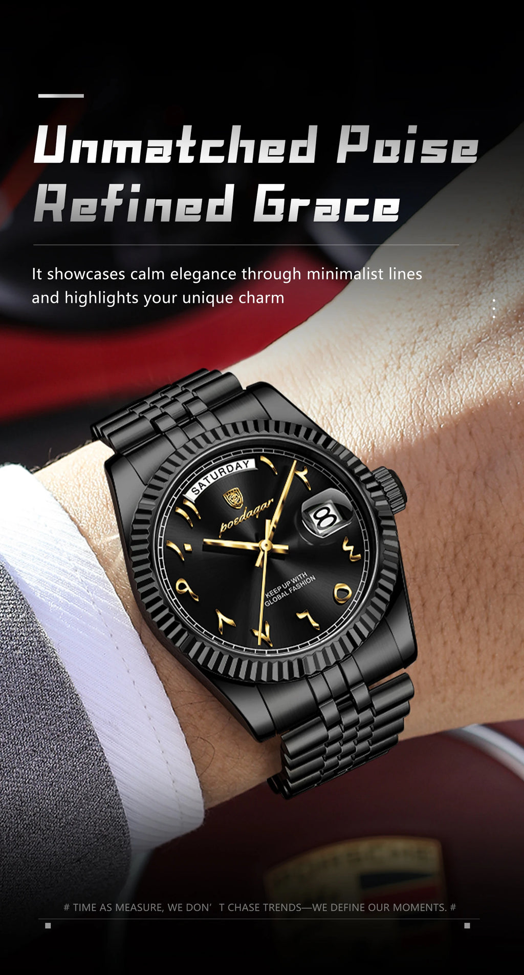 POEDAGAR Business Casual Male Clock Waterproof Date Week Fashion Men's Watch Stainless Steel Quartz Watches For Men Reloj Hombre