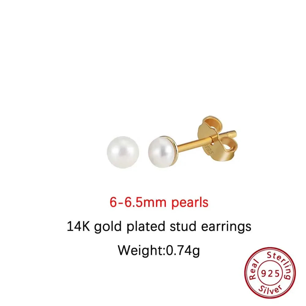 ORSA JEWELS Minimalism 1 pair Freshwater Pearl Ear Stud Real Pearls Stud Earrings 925 Silver Round Natural Pearl Ear Stud GPE104