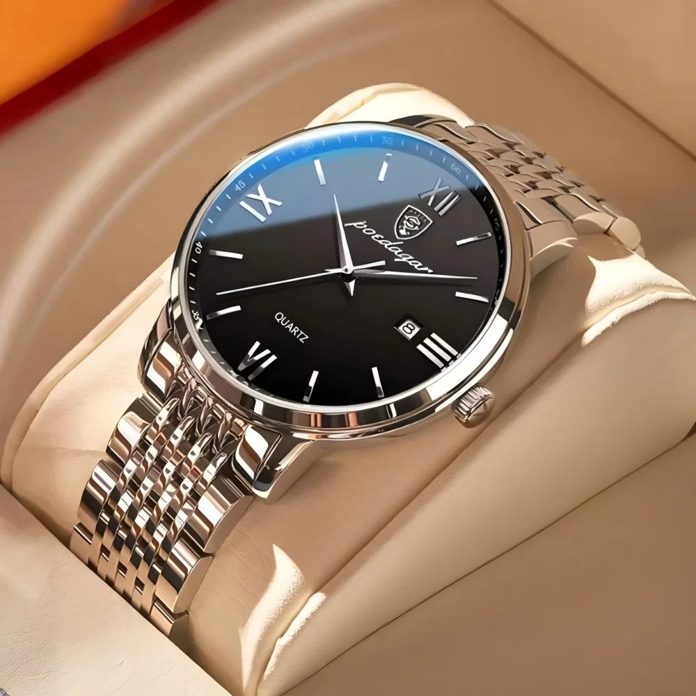 POEDAGAR Luxury Casual Men's Wristwatch Waterproof Date Man Watch High Quality  Stainless Steel Sports Quartz Men Watches Reloj
