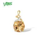 VISTOSO Genuine 14K 585 Yellow Gold Pendant For Women Sparkling Round Citrine Diamond Pendant Delicate Gorgeous Fine Jewelry